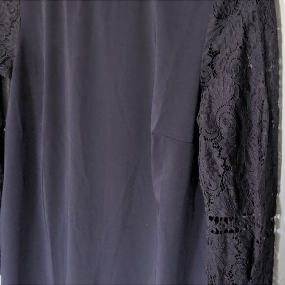 Women's LOFT Navy Blue Lace Sheer Sleeves Dress Size 4 Holiday - Picture 4 of 6